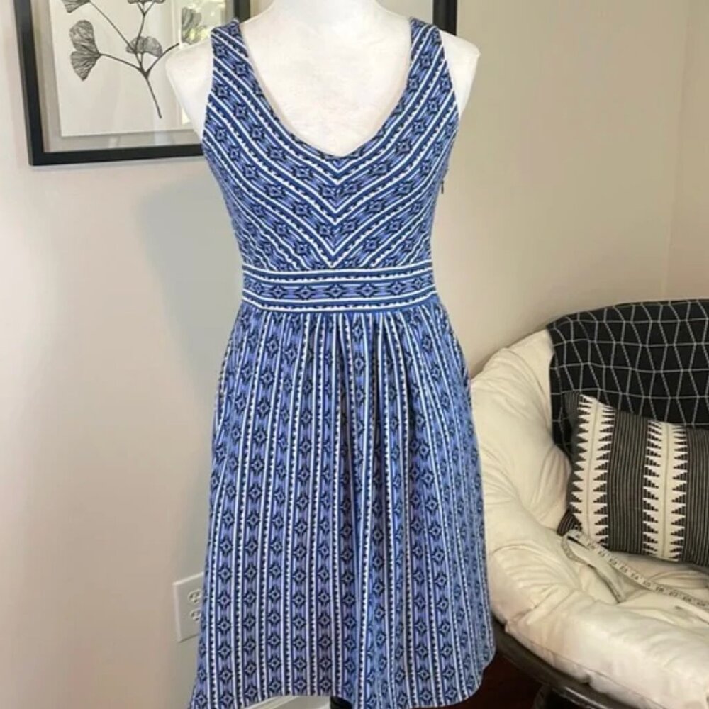 Maeve for Anthropologie blue fit and flare dress
